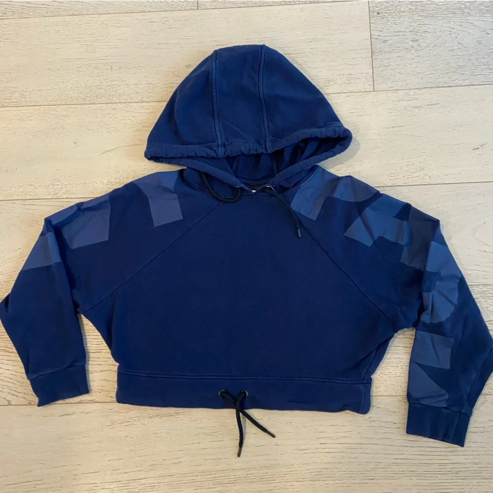 IVY PARK Cropped Hoodie Small Navy Dolman Sleeve Drawstring Hem EUC - Picture 3 of 10